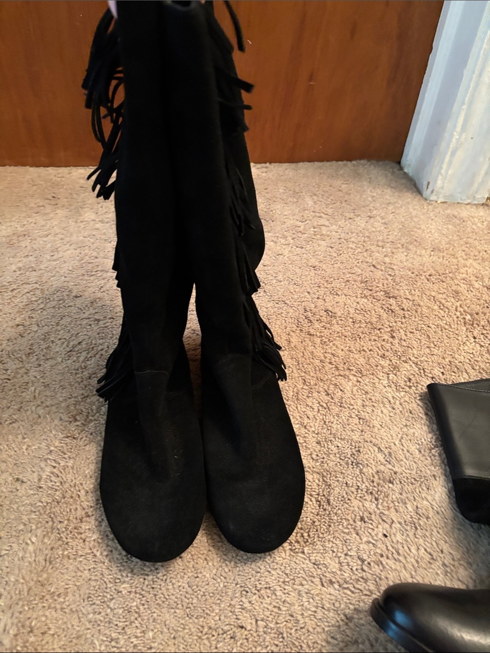 Steve Madden Black Over-the-Knee Fringe Boots